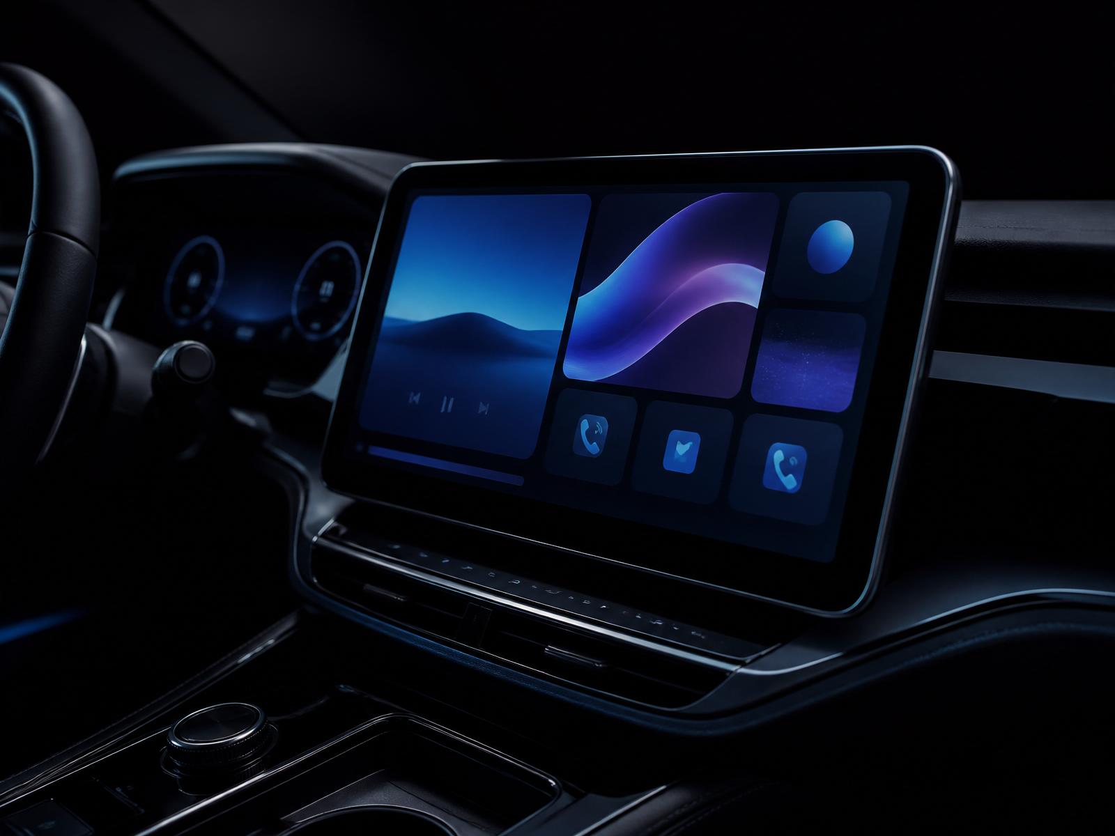 Pantalla digital instalada en el salpicadero de un coche